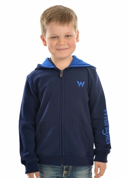 Picture of Wrangler Boys Sleeve Logo Zip Up Hoodie Navy