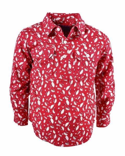 Picture of Hard Slog Children's Shirley half Placket L/Sleeve Shirt Crimson