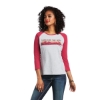 Picture of Ariat Women's R.E.A.L Long Live Heather Grey and Red Baseball Shirt