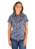 Picture of Wrangler Women's Aliza Print Western S/Sleeve Shirt Navy/White