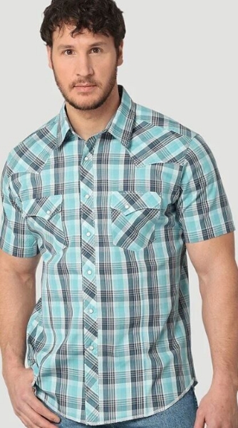 Picture of Wrangler Fashion Snap Plaid Short Sleeve Shirt