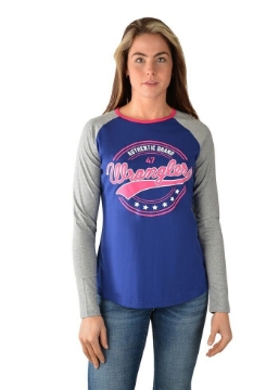 Picture of Wrangler Women's Sierra Long Sleeve Baseball Raglan Tee