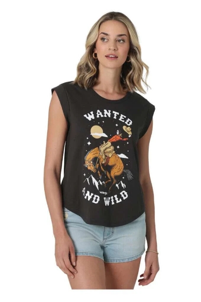 Picture of Wrangler Ladie's Wanted & Wild Cuffed Sleeve Tee