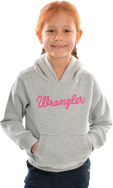 Picture of Wrangler Girls Logo Pullover Hoodie Grey Marle