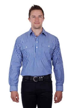 Picture of Hard Slog Men's Charlie 1/2 Placket Long Sleeve Shirt