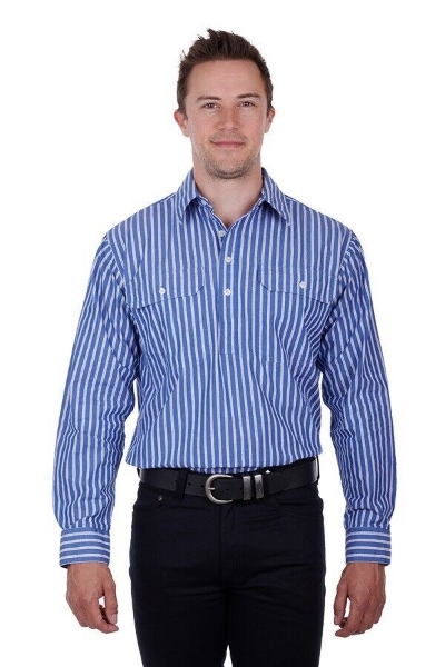 Picture of Hard Slog Men's Charlie 1/2 Placket Long Sleeve Shirt